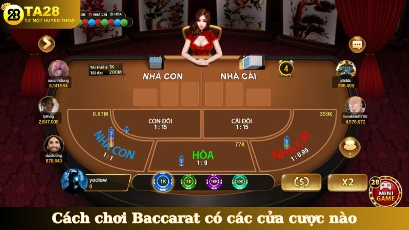Cách chơi Baccarat có các cửa cược nào
