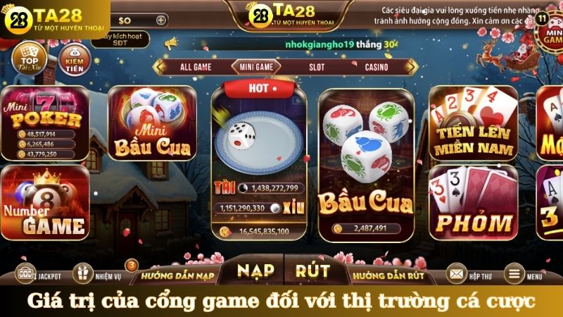 Giá trị của cổng game đối với thị trường cá cược