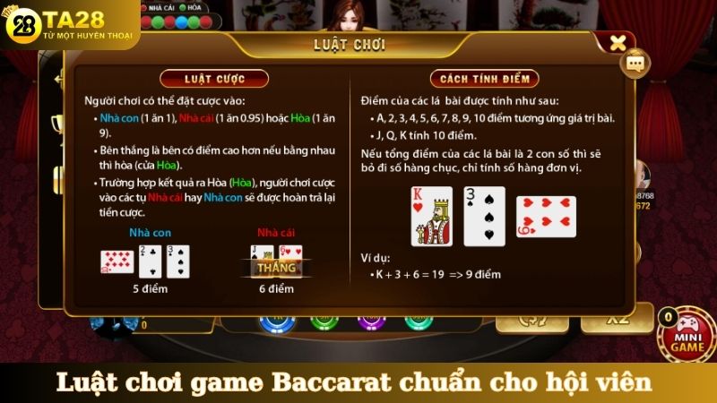 Luật chơi game Baccarat chuẩn cho hội viên&nbsp;